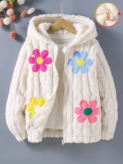 SHEIN Teenage Girls White Fluffy Jacket, Winter, Soft Plush Material, Long Design, Comfortable Fit, Classic White Fall