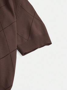 BizChic 驼色 Polo 领菱形针织毛衣，时尚优雅的商务休闲办公装，百搭浪漫风格，适合正式场合、派对、婚礼、音乐会、早午餐、机场、国庆节、新年、圣诞节、万圣节等各种场合。 - 咖啡棕 - 查看 10