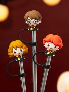 HARRY POTTER X SHEIN 1pc / 3pcs Cartoon Figure Graphic Dust-Proof Reusable Straw Cap, Suitable For Straws With A Diameter Of 8-10 Mm