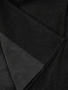 SHEIN Tall Mantel Panjang Wanita Ukuran Besar dengan Kerah Ramping dan Warna Polos - Hitam - View 9