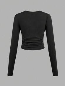 SHEIN Girlism Bộ 3 áo thun tay dài cổ tròn màu trơn cho bé gái tuổi teen - Nhiều màu - Xem 8