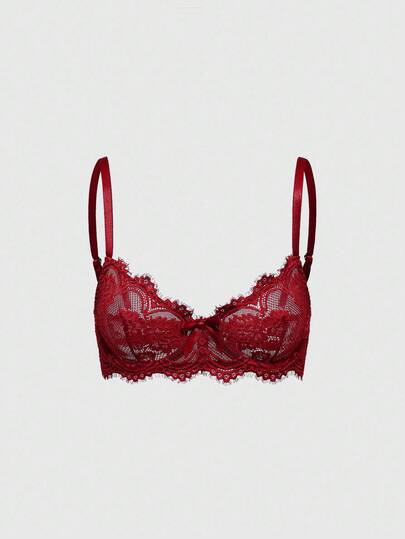 ROMWE Goth Floral Lace Underwire Triangle Cup Bra, For Valentine's Day