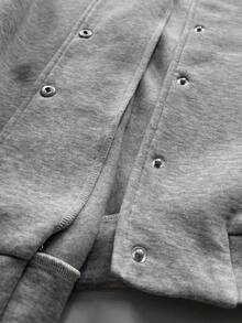 Maweii Bộ 2 món áo khoác trơn màu cỡ lớn và chân váy nhún bèo, thời trang cho mùa thu - Xám - Xem 7