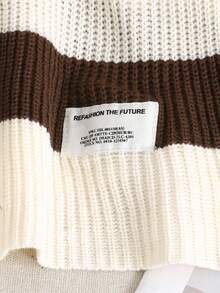 SHEIN Tween Girl Casual Ribbed Turtleneck Sweater, Collegiate Style, Autumn/Winter Fall - Brown - View 4