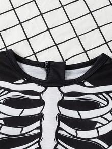 SHEIN Playful Pals Young Boy Halloween Glow-In-The-Dark Print Jumpsuit - White - View 4