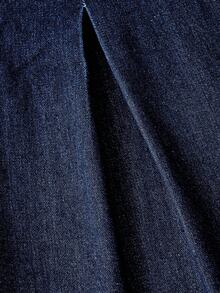 Sweetra 通勤休闲装饰纽扣深V领阔腿牛仔连体裤 - 深色水洗藍 - 查看 4