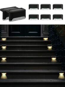 4 件/8 件/12 件/16 件户外太阳能装饰灯、1 个 LED 白光/暖光、甲板灯 - 黑色/白色外壳、壁灯、户外花园栅栏灯、景观露台太阳能楼梯灯万圣节圣诞节感恩节礼物