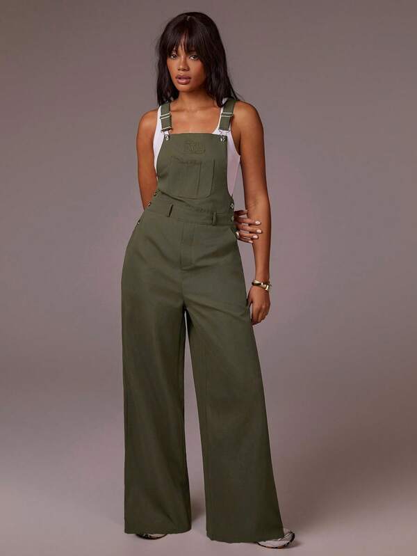 Athîral Women's Green Wide-Leg Jumpsuit | Sleeveless Utility Overalls With High-Waist & Straight-Leg Silhouette For Urban Street Style,Utility Jumpsuit,Overalls Fashion ,WideLeg Jumpsuit,Androgynous Style