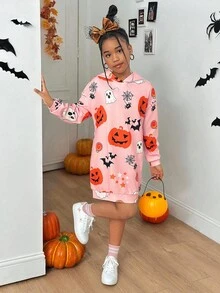 SHEIN Tween Girls' Casual Loose Comfortable Sweatshirt With Letter Graphic, Mid-Length Fall Winter - Baby Pink - View 5