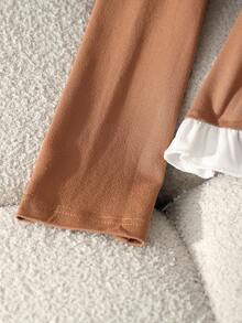 GlowEve 女士经典百搭暖色调长袖T恤，2025年秋冬新品 - 卡其色 - 查看 4