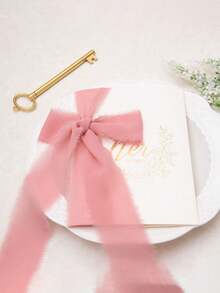 1/2/3rolls Diy Handmade Tassel Fabric Gift Packaging Chiffon Ribbon, Sky Blue 197*1.5 Inches Ribbon Suitable For Wedding Invitation, Bridal Bouquet, Gift Packaging, Diy Crafts, Bow Making,Christmas - 淺藍色 - 查看 10