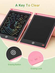 Teckwe 1 件液晶书写板涂鸦板玩具，彩色屏幕绘图板，可擦除和可重复使用的儿童手写板，适用于家庭学校教育和学习，适合男孩和女孩的儿童玩具，生日和返校礼物