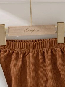 Souflis 4-7岁男童复古法式3件套：撞色针织提花背心+灯芯绒裤子+白衬衫，街头风/生日派对，秋冬 - 棕色 - 查看 6