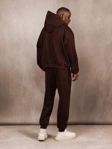 SUMWON Áo nỉ trùm đầu cỡ lớn kết hợp quần jogger cài khuy - Rỉ Nâu - Xem 2