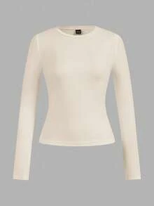 SHEIN EZwear 4 件套女士休闲圆领长袖紧身 T 恤套装 - 彩色 - 查看 9