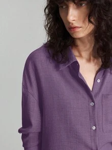 Ontre 2025年秋季女士两件套服装，包含长裤和长袖衬衫，适合海滩度假、音乐节、派对、商务休闲、办公室、优雅上衣、休闲衬衫、圣诞节、新年等场合。 - 紫色 - 查看 8