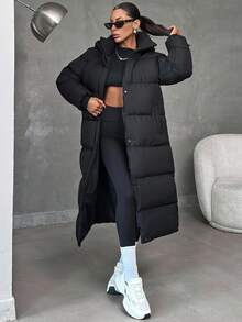 EURMUSE Keeping Warm, Oversized Maxi Lenght, Hooded - Black - View 9