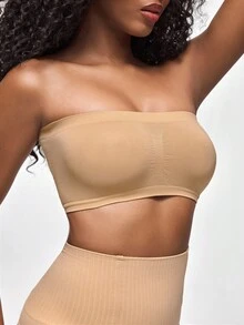 SHAPORA 5pcs/Set Seamless Solid Color Pleated Bandeau Bras For Women - Multicolor - View 4