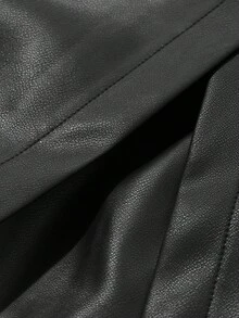 DAZY 女士纯色侧开衩短裤，四季皮短裤 - 黑色 - 查看 3