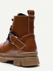 Cozy Pixies 1 双时尚、百搭、乡村风格金属扣棕色软底系带踝靴，适合秋冬季 - 棕色 - 查看 8