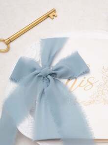 1/2/3rolls Diy Handmade Tassel Fabric Gift Packaging Chiffon Ribbon, Sky Blue 197*1.5 Inches Ribbon Suitable For Wedding Invitation, Bridal Bouquet, Gift Packaging, Diy Crafts, Bow Making,Christmas - 淺藍色 - 查看 19