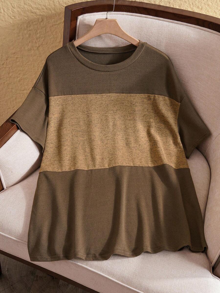 EMERY ROSE Áo thun hở vai Colorblock Plus, Mùa hè - Nhiều màu - Xem 1