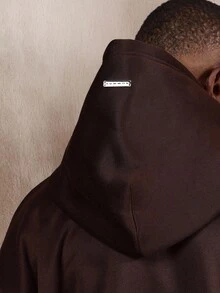 SUMWON Áo nỉ trùm đầu cỡ lớn kết hợp quần jogger cài khuy - Rỉ Nâu - Xem 6