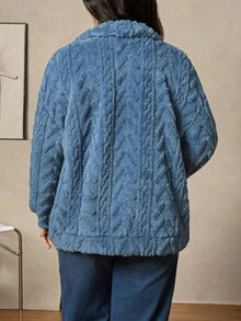 Zelara 大码女装秋冬装咖啡棕色双面珊瑚万圣节老钱风格女装哥特式大码女装万圣节服装女式羊毛连帽长袖秋冬夹克