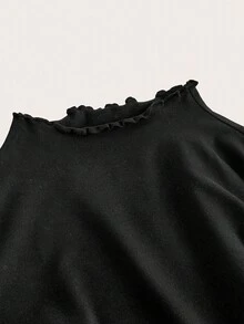 SHEIN EZwear 2pcs Pack Casual Tight Fit Long Sleeve T-Shirts, Versatile All-Match, Different Fabrics, Suitable For Autumn/Winter,Fall,Black Tops - Black - View 3