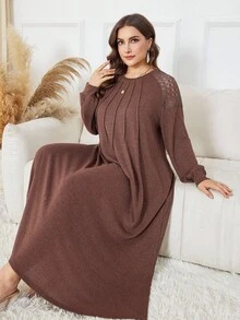 Lacomfia Elegancka, swobodna sukienka dzianinowa dla kobiet w dużych rozmiarach