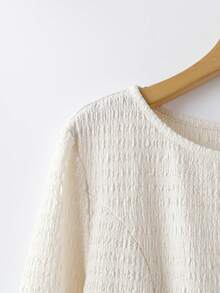 Rusticease 女士纯色圆领休闲百搭长袖短款连衣裙 - 彩色 - 查看 4