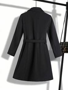 Ellevyn Cappotto casual elegante nero a maniche lunghe con annodamento in vita, taglie forti da donna, di alta qualità, con fodera trapuntata e tasche interne, giacca casual lunga doppiopetto Urve da donna taglie forti, nera di alta qualità con risvolto, antifreddo, calda e confortevole, autunno, con fodera interna e tasche, nuovo 2025, cappotto casual da donna taglie forti con tasche a maniche lunghe, abbigliamento autunnale da donna, abbigliamento invernale da donna, vintage, abiti per uscire, abiti autunnali, abiti autunnali taglie forti, abiti da ufficio da donna, abiti autunnali da donna, abiti eleganti da donna, abbigliamento autunnale da donna, ufficio, ognissanti, costumi di ognissanti, abiti di ognissanti, abiti di ognissanti da donna, top autunnali, cappotto lungo da donna in stile old money, abbigliamento neutro da donna, abiti casual da ufficio da donna