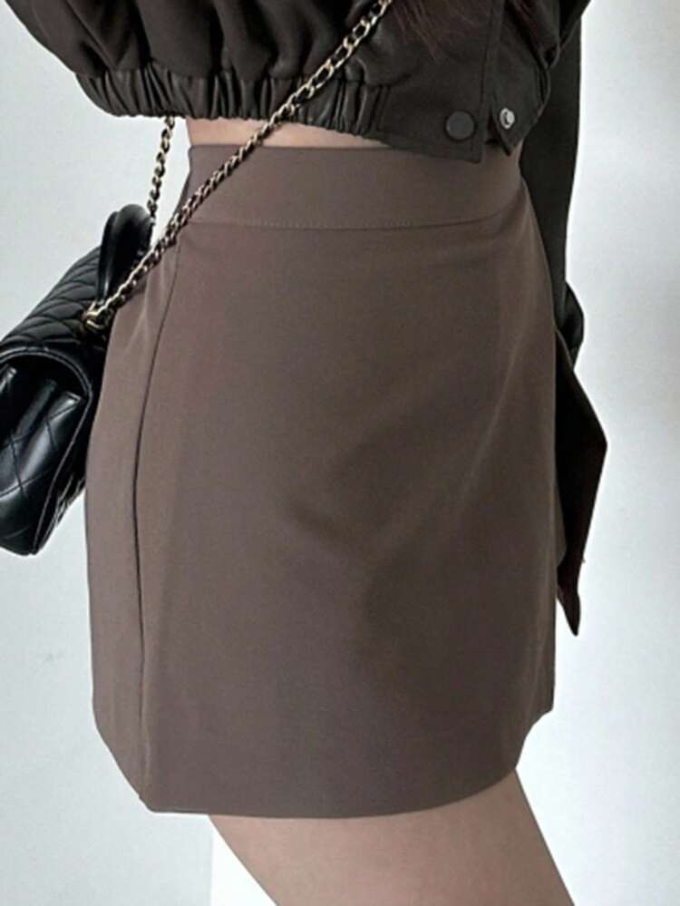 Solid Color Side Split Casual Skorts Summer