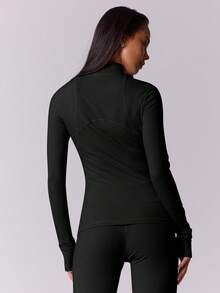 Musera Sport 塑形长袖拉链 Musera 运动夹克健身服无缝修身束腰弹力 Padel 普拉提健身沙漠跑步者 - 黑色 - 查看 4