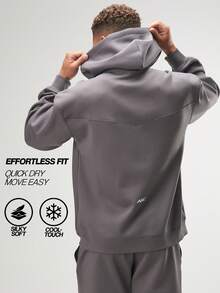 Arc Men's Casual Oversized Fit Drop Shoulder Zip Up Hoodies Loose Sweatshirt, Autumn/Winter, Long Sleeve Top - Dark Green - View 2