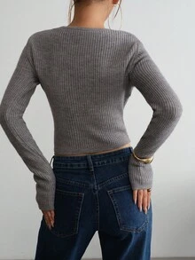 Áo len dài tay kẻ sọc xích trang trí 2 trong 1 dành cho nữ - Nhiều màu - Xem 4