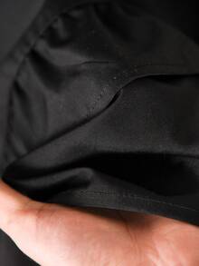 CosyJoli 大码女式圆领撞色蝴蝶结设计荷叶边下摆长袖衬衫，休闲办公装，黑色