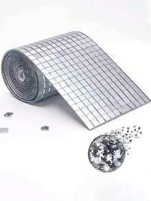 1600 miếng - Gạch mosaic gương thủy tinh thật, miếng dán gương tự dính, gương vuông nhỏ dùng cho đồ thủ công, trang trí nhà cửa, trang trí tiệc disco, tự làm quả cầu disco, bình hoa, cốc, khung ảnh (5 x 5 mm và 10 x 10 mm) - Bạc - Xem 2