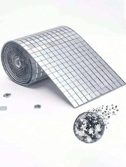 1600PCS- Real Glass Mirror Mosaic Tiles, Self-Adhesive Mirror Stickers, Mini Square Mirrors For Crafts, Home Decor, Disco Party Decorations, DIY Disco Balls, Vases, Cups, Picture Frames (5 X 5 Mm And 10x10 Mm)