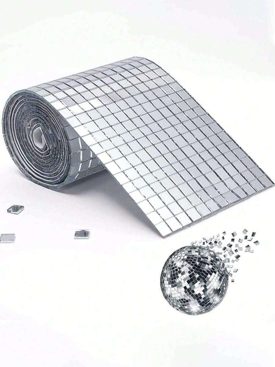 1600 miếng - Gạch mosaic gương thủy tinh thật, miếng dán gương tự dính, gương vuông nhỏ dùng cho đồ thủ công, trang trí nhà cửa, trang trí tiệc disco, tự làm quả cầu disco, bình hoa, cốc, khung ảnh (5 x 5 mm và 10 x 10 mm)