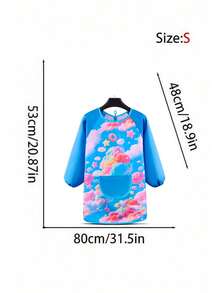 SHEIN 1pc Waterproof & Stain-Resistant Long Sleeve Art Smock Apron Unisex Reversible Painting Smock For Kids & Adults With Unique Abstract Print Full Arm Protection For Acrylics, Clay, Cooking Artist, Pottery Studio, Preschool Classroom Essential Splatter-Proof Wearable Canvas (S-XL, Wipe Clean, Random Design) - Caiyun - Blue Sleeve - View 4