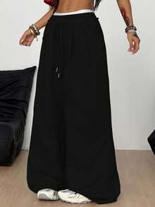 Coolane Fall Clothes For Women Streetwear Going Out Casual Sport Basic Essentials French Grey Elastic Waistband Straight Pants