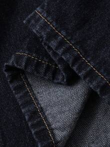 Livesso 2pcs Women Casual Loose Distressed Denim Shirt And Pants Set, Autumn/Winter - Blue - View 7