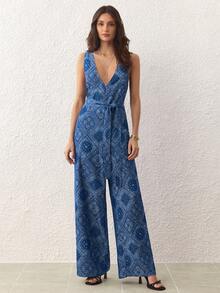 Selenza Women's Casual Intelligent Denim Bib Pants And Jumpsuit - Blue - View 4