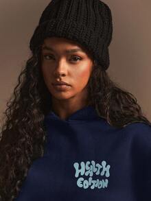 Athîral 女士连帽卫衣，秋冬简约时尚休闲日常穿着 - 藏蓝色 - 查看 5