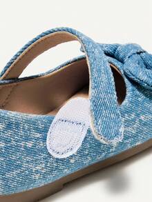 Cozy Pixies 女孩蓝色蝴蝶结公主平底鞋，时尚百搭软底舒适鞋 - 藍色 - 查看 8