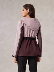 OutZeal 女式防水束腰翻盖口袋撞色户外夹克，适合秋冬徒步露营 - 彩色 - 查看 10