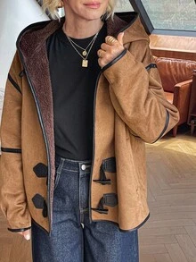 Vivie Lora Jaqueta com Capuz e Forro Térmico Feminina, Ajuste Regular, Casacos de Inverno Femininos - Castanho - Visão 5