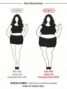 SHEIN CURVE+ 纯色罗纹修身立领针织保暖T恤