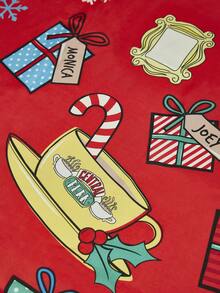FRIENDS X SHEIN 1 Pc Cartoon Gift Pattern Tablecloth, Non-Slip And Wear-Resistant, Colorfast, Fits Various Table Sizes,Christmas,Gift Ideas - Red - View 6